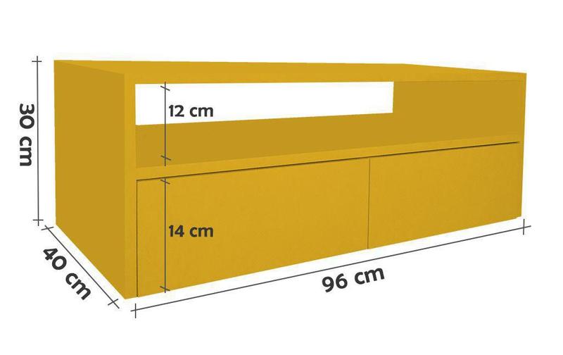 Imagem de Rack para TV Suspenso Bancada Com Nicho e Gaveta Laqueado - Amarelo