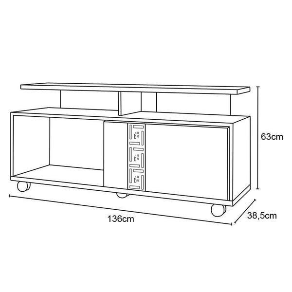 Imagem de Rack para TV Topázio 1 Porta Cinamomo/Off White/Ripado - Bechara