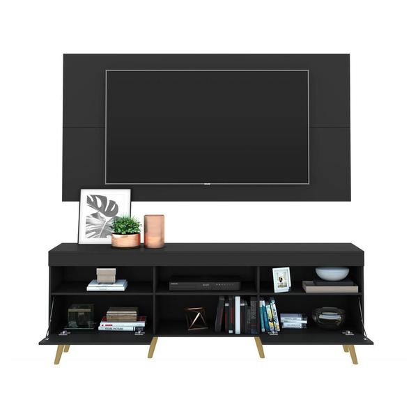 Imagem de Rack Retrô com Painel e Suporte para TV até 65" Multimóveis Flórida FG3134 Preto/Natural