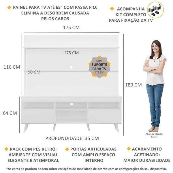 Imagem de Rack Retrô com Painel e Suporte TV 65" Madri Multimóveis V3374