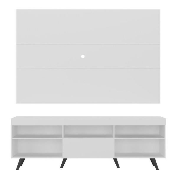 Imagem de Rack Retrô com Painel e Suporte TV até 75" Web Multimóveis MP1047 Branco/Preto