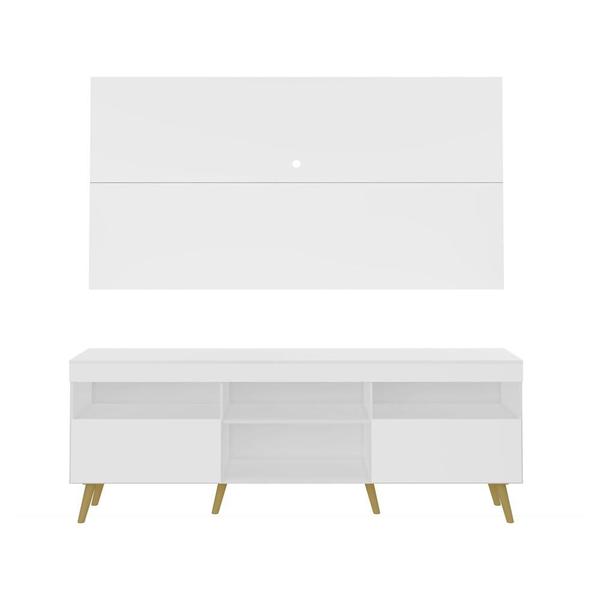 Imagem de Rack Retrô com Painel para TV até 65" Multimóveis Flórida FG3133 Branco/Natural