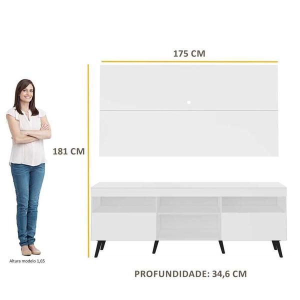 Imagem de Rack Retrô com Painel para TV até 65" Multimóveis Flórida FG3133 Branco/Preto