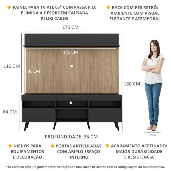 Imagem de Rack Retrô com Painel TV 65" Madri Multimóveis V3371