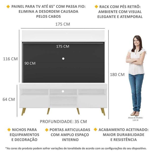 Imagem de Rack Retrô com Painel TV 65" Madri Multimóveis V3371