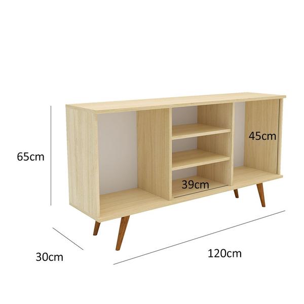 Imagem de Rack Retrô para sala de estar 120cm Legno Creme/Nogal Manchester Unibelle Móveis