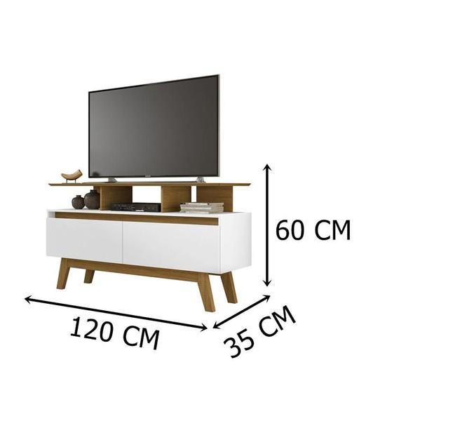 Imagem de Rack Rubi 1.2 Cinamomo/Branco - Bechara Móveis