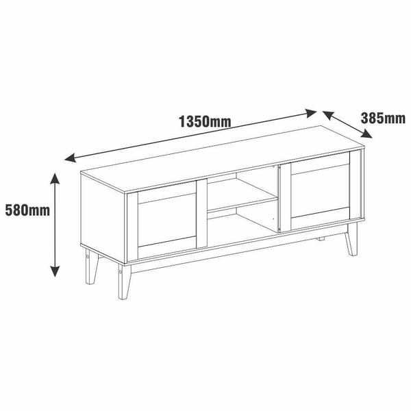 Imagem de Rack safira 135cm 2 portas pés de madeira off white / noce  casa d