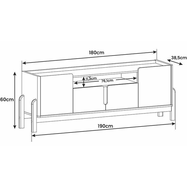 Imagem de Rack Sala Lizz 190 Com 4 Portas Soft-Close e Pés de Madeira