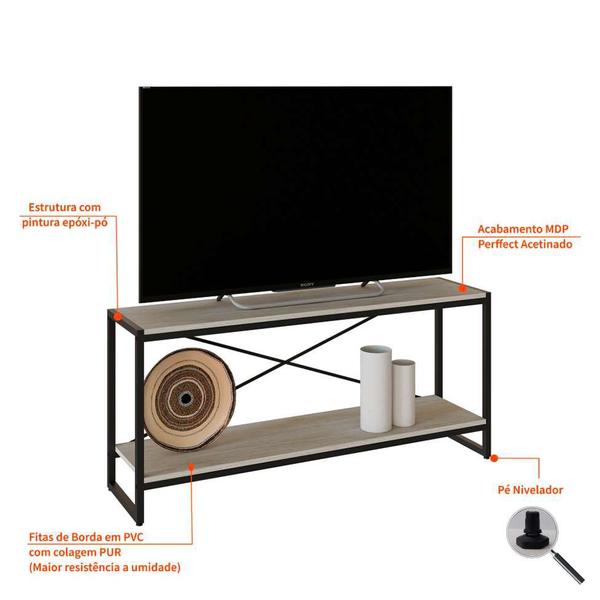 Rack Studio Snow e Preto 120 cm - Compace Imagem de Rack Studio Snow e Preto 120 cm