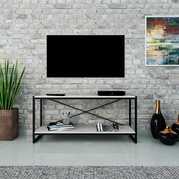 Rack Studio Snow e Preto 120 cm - Compace Imagem de Rack Studio Snow e Preto 120 cm