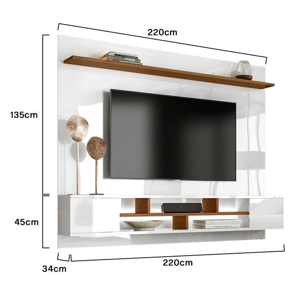 Imagem de Rack Suspense Lorena 2 Portas e Painel Lívia C03 220 cm - ADJ Decor