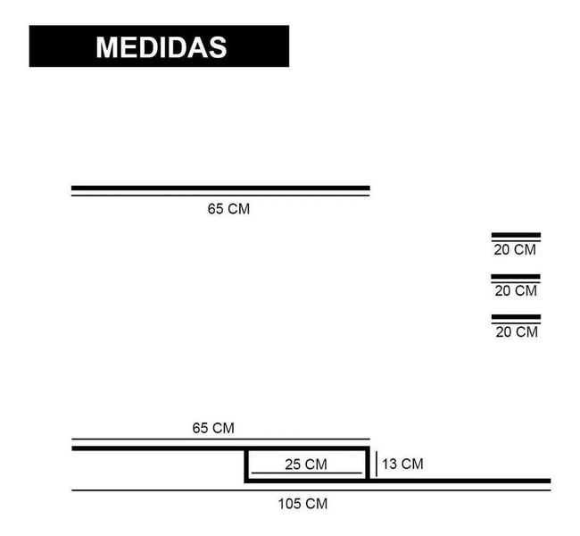 Imagem de Rack Suspenso 100% MDF Com 4 Nichos Branco