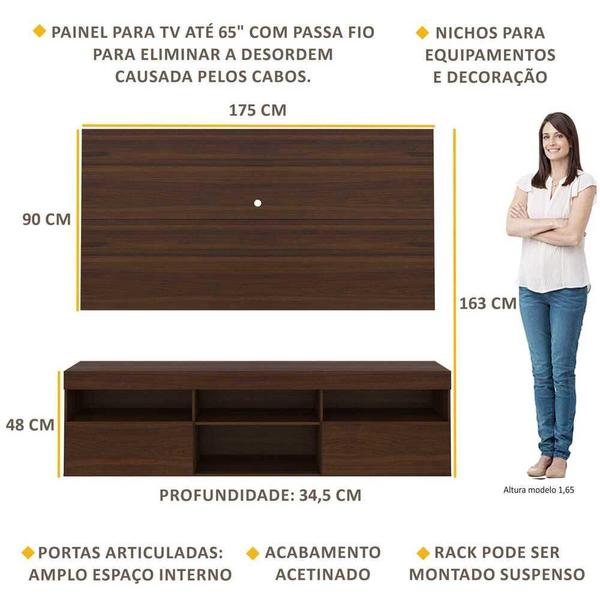 Imagem de Rack Suspenso com Painel para TV até 65" Multimóveis Flórida FG3299 Madeirado