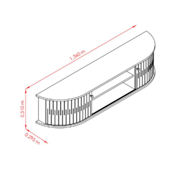 Imagem de Rack Suspenso Curvo Duas Portas Flexíveis 136x31cm Modena Madetec