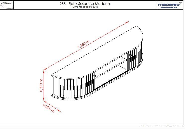 Imagem de Rack Suspenso Modena para TV até 60 polegadas - Cumaru / Opala - Madetec