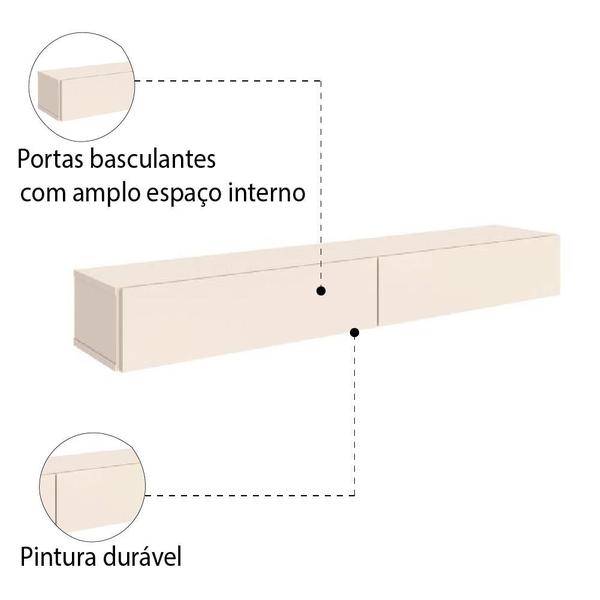 Imagem de Rack Suspenso para Painel ou TV até 55 Polegadas 2 Portas 1,10m Off White EDN