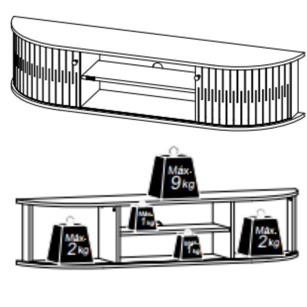 Imagem de Rack Suspenso para TV até 75 Polegadas 2 Portas Algarve Madetec