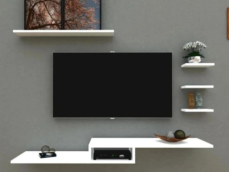 Rack Suspenso R10 Branco Para Quartos E Salas Com 4 Nichos/Prateleiras R10 - jhas mdf Rack Suspenso R10 Branco Para Quartos E Salas Com 4 Nichos/Prateleiras R10 - jhas mdf