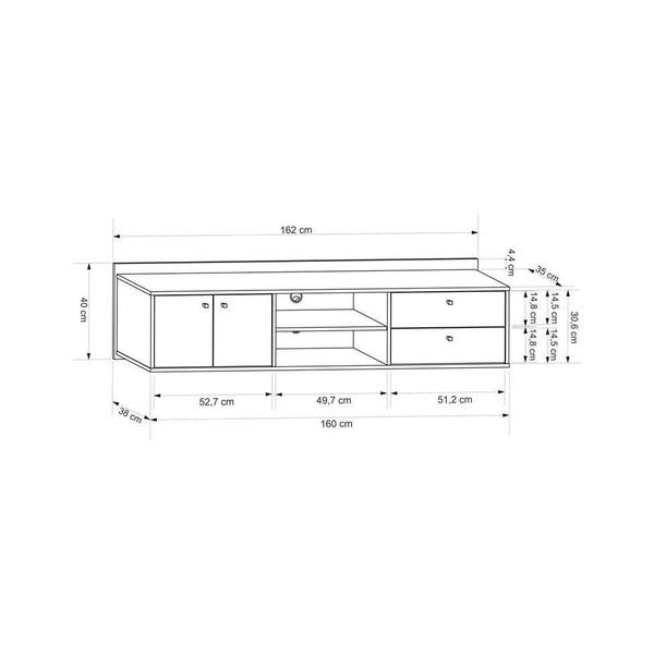 Imagem de Rack Suspenso Torrens Branco 162 cm