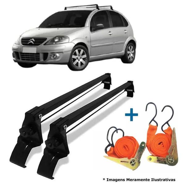 Rack Teto Bagageiro + 2 Cintas Citroen C3 Ano 02/12 - Vhip Imagem de Rack Teto Bagageiro + 2 Cintas Citroen C3 Ano 02/12