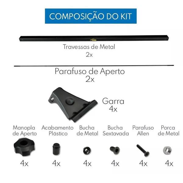 Rack Teto Bagageiro + 2 Cintas Cobalt 4 Portas 2011 A 2019 - Vhip Imagem de Rack Teto Bagageiro + 2 Cintas Cobalt 4 Portas 2011 A 2019