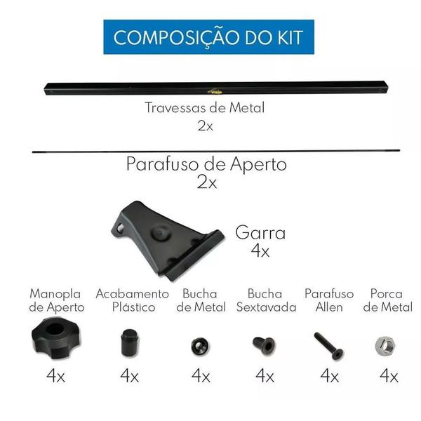 Rack Teto Bagageiro + 2 Elasticos Fiat Palio 2 Ptas 96/2012 - Vhip Imagem de Rack Teto Bagageiro + 2 Elasticos Fiat Palio 2 Ptas 96/2012
