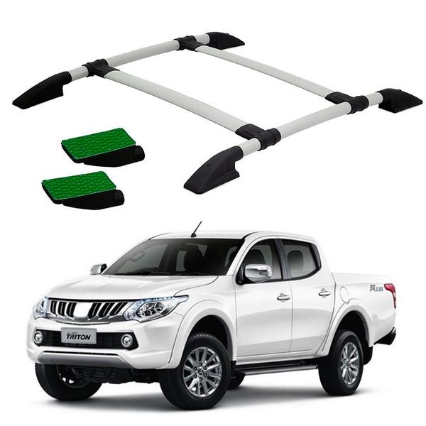 Rack Teto Bagageiro L200 Sport 2011 2012 2013 Prata Colado - Solar Imagem de Rack Teto Bagageiro L200 Sport 2011 2012 2013 Prata Colado