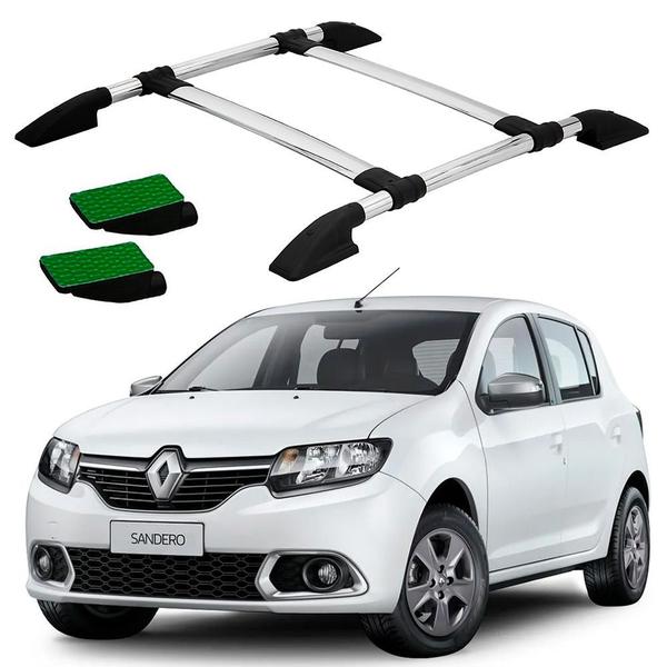 Rack Teto Bagageiro Sandero 2007 2008 2009 2010 Alum. Colado - Solar Imagem de Rack Teto Bagageiro Sandero 2007 2008 2009 2010 Alum. Colado