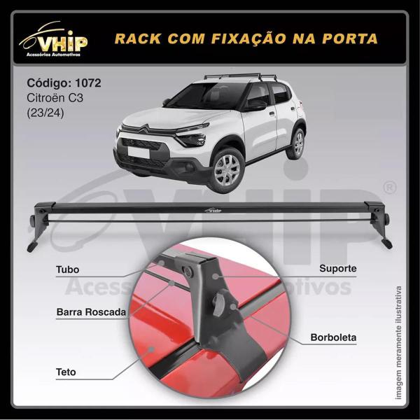 Imagem de Rack Teto Citroen C3 2022 A 2024 Fixado Entre Portas Preto