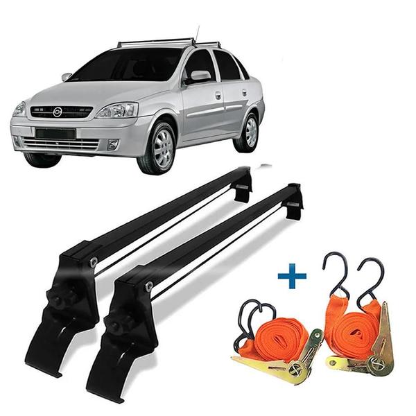 Imagem de Rack Teto Corsa Montana Hatch Sedan 2 Cintas 45kg Preto