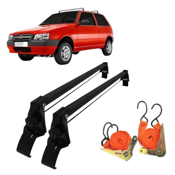 Rack Teto Fiat Uno Mille 2 Pts 84 A 2013 + 2 Cintas Catraca - Vhip Imagem de Rack Teto Fiat Uno Mille 2 Pts 84 A 2013 + 2 Cintas Catraca