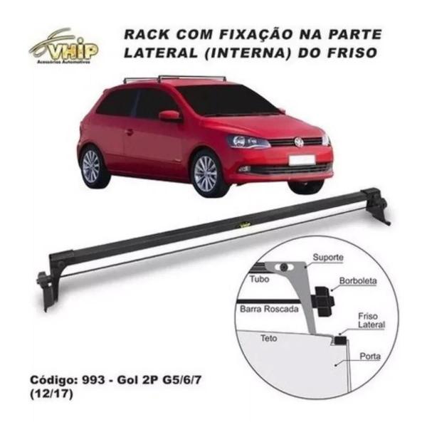 Imagem de Rack Teto Gol G5 G6 G7 2012 A 2023 Fixado No Friso Preto