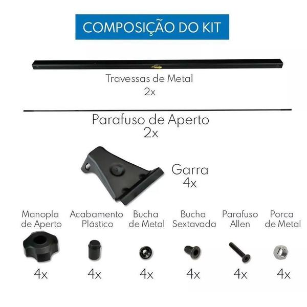 Rack Teto Peugeot 206 207 4Pts 1999 À 2015 + Cinta Carga - Vhip Imagem de Rack Teto Peugeot 206 207 4Pts 1999 À 2015 + Cinta Carga