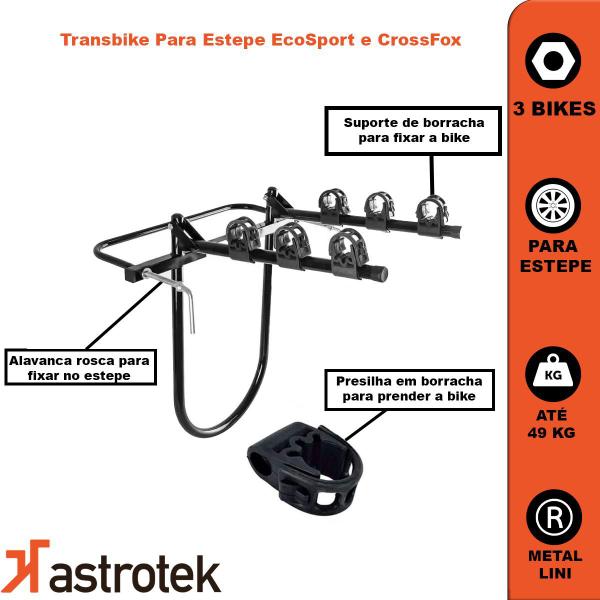 Imagem de Rack Transbike Estepe Pneu Com Alças Suporte 3 Biciletas