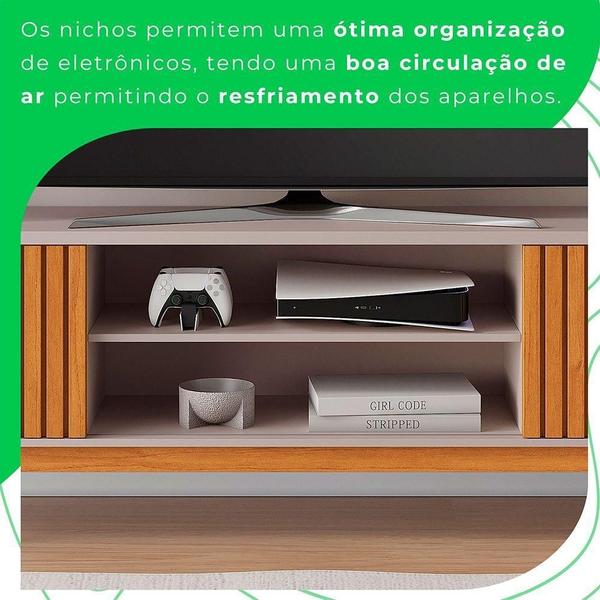 Imagem de Rack Trunfo Candian Para Tv Até 70 Polegadas Jcm Movelaria Cinamomo Com Off White