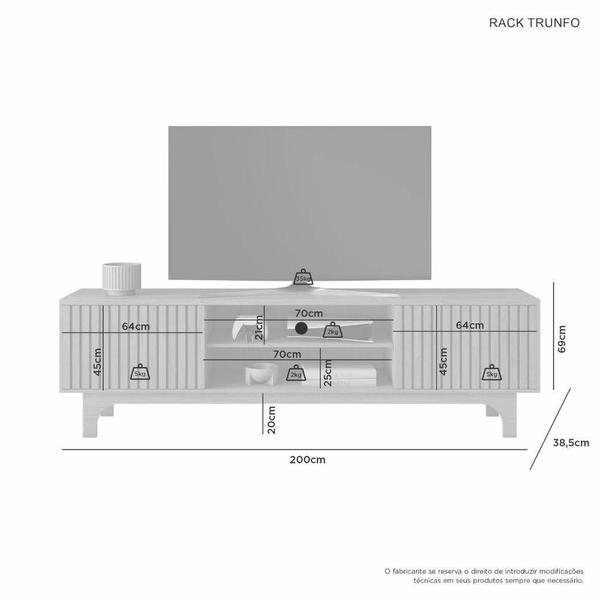 Imagem de Rack Trunfo para TV até 70 Polegadas com Porta Ripada JCM Movelaria Cinamomo