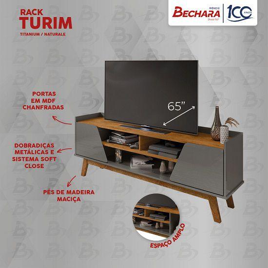 Imagem de Rack Turim 1.6 Preto Titanium/Naturalle - Bechara Móveis