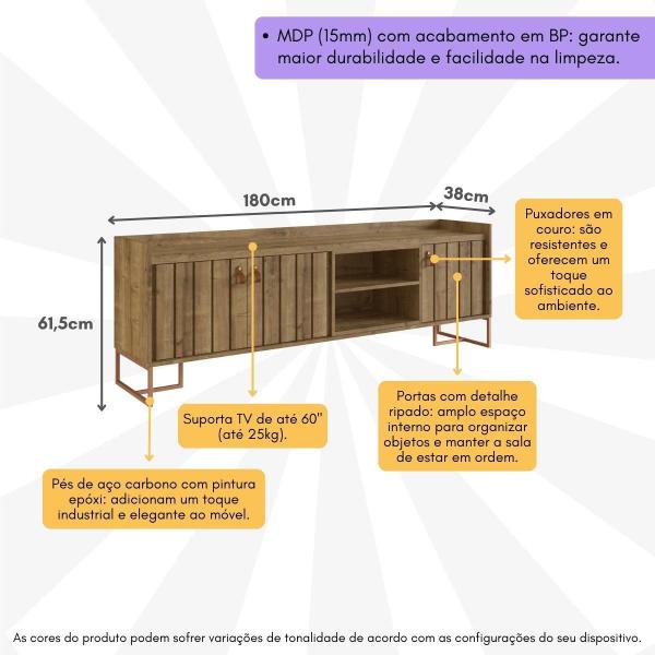 Imagem de Rack TV até 60" com 3 Portas e Nichos Multimóveis CR45235