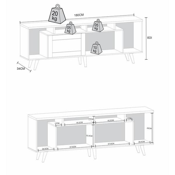 Imagem de Rack TV até 75" com 1 Porta e Pés Retrô Multimóveis CR45224