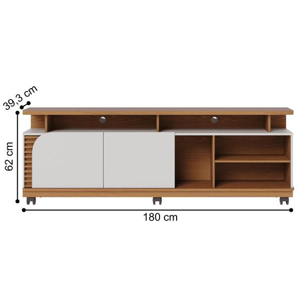 Imagem de Rack TVs 75" e 1 Prateleira Florença Freijó Off White Matte