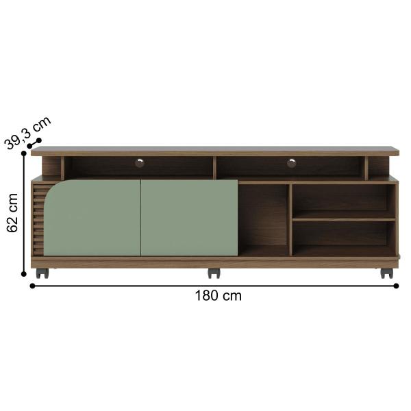 Imagem de Rack TVs 75" e 4 Prateleiras Florença Amendoa Hortelã