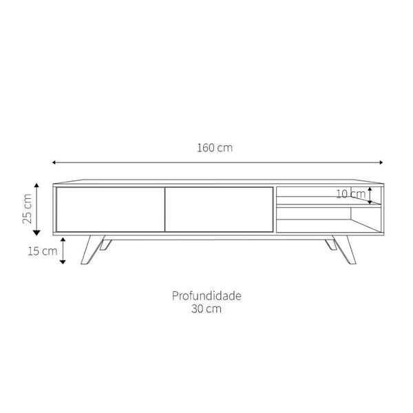 Imagem de Rack Vando Branco e Marrom 160 cm