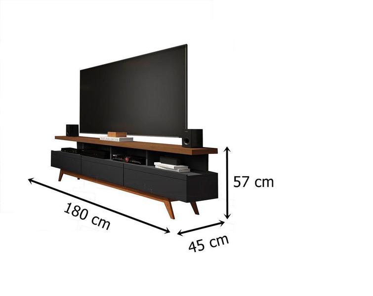 Imagem de Rack Vivare 1.8 Wood Black/Freijo  Germai Móveis