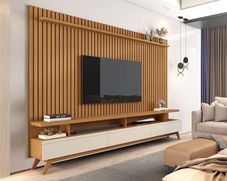Rack Vivare 2.2 Wood Com Painel Para TV Até 75 Polegadas Versátil Ripado Verdadeiro 2.2x1.8 Nature/Off White Giga Móveis Imagem de Rack Vivare 2.2 Wood Com Painel Para TV Até 75 Polegadas Versátil Ripado Verdadeiro 2.2x1.8 Nature/Off White Giga Móveis
