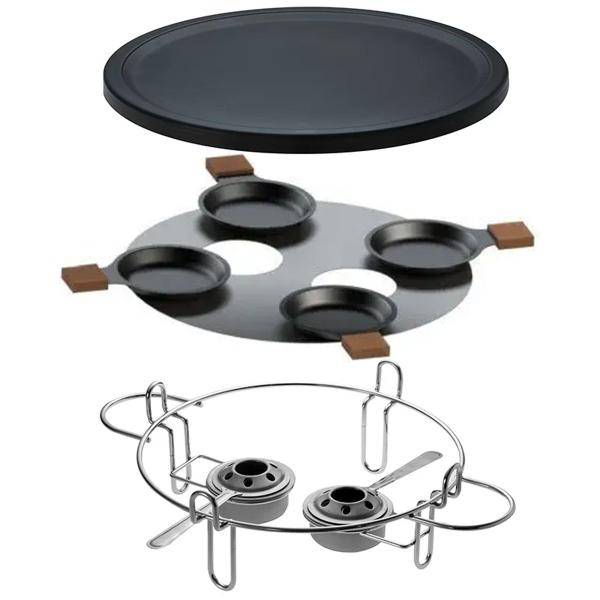 Imagem de Raclette-Grill Antiaderente 37cm Racleteira Fondue Réchaud 9 Peças