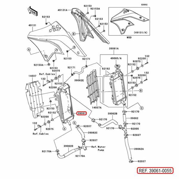 Imagem de Radiador Direito Original KX 250F 06 Kawasaki 39061-0055