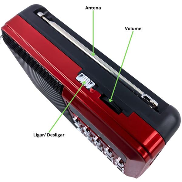 Imagem de Radinho de Som Portatil Que Cabe no Bolso Com Conexao para Pendrive Cartão de Memoria Fone de Ouvido e Bluetooth