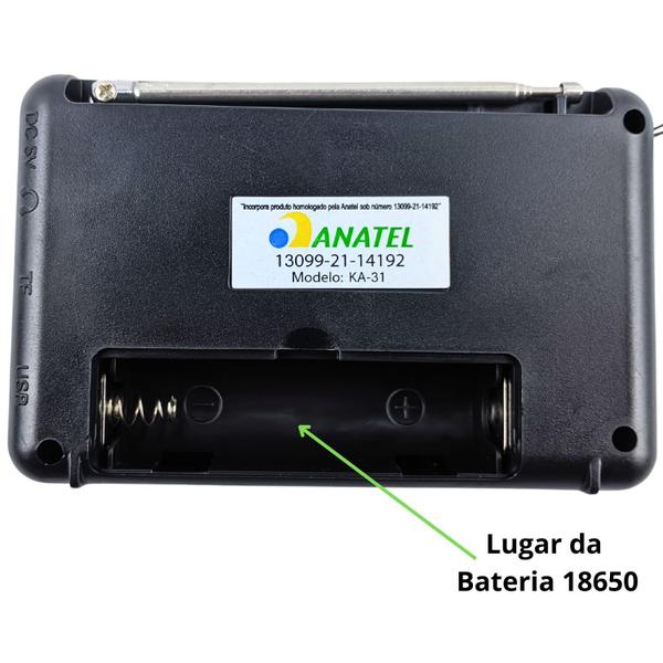 Imagem de Radinho Pequeno Que Cabe No Bolso Com Bateria Removivel Com Conexão para Pendrive Cartão e Auxiliar Faixa FM