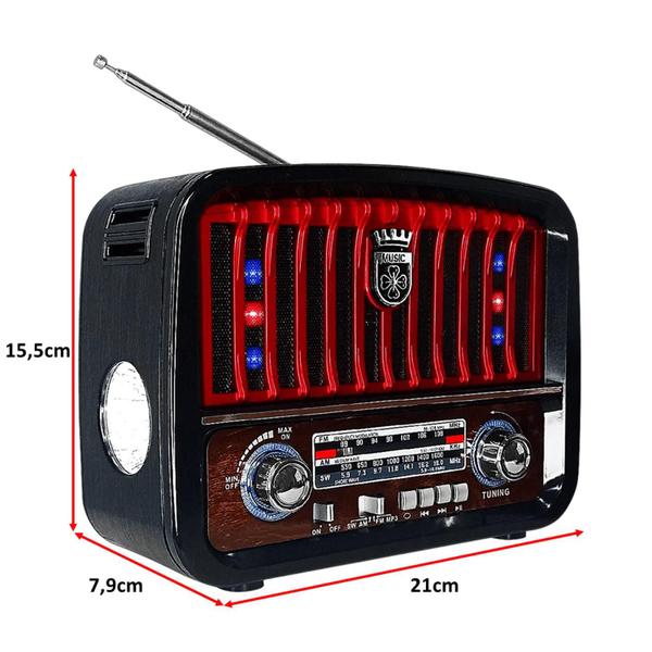 Imagem de Rádio AM e FM Modelo Retrô Antigo 110/220V Pilha Bateria